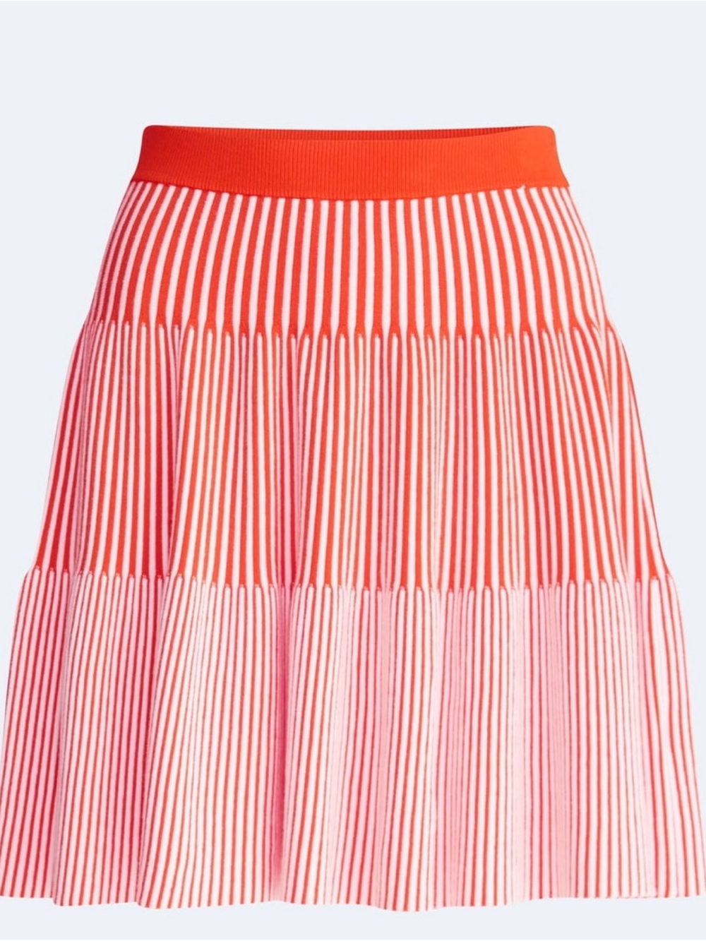 Women's Orange & White Striped Pleated Skirt